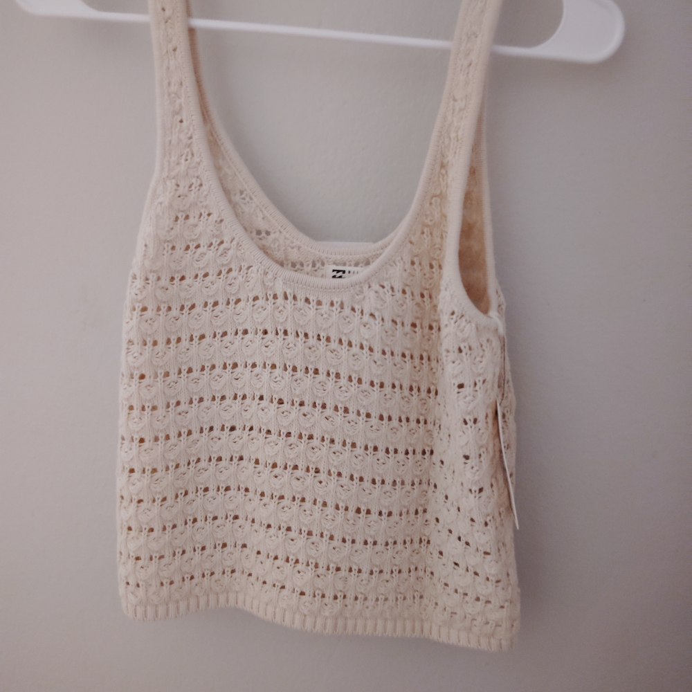 Billabong Cream Crochet Knit Crop Tank